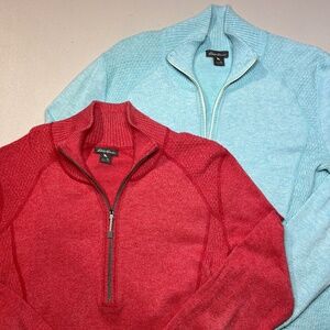 Two Ladies’ Eddie Bauer Tall Large Fitted Sweaters